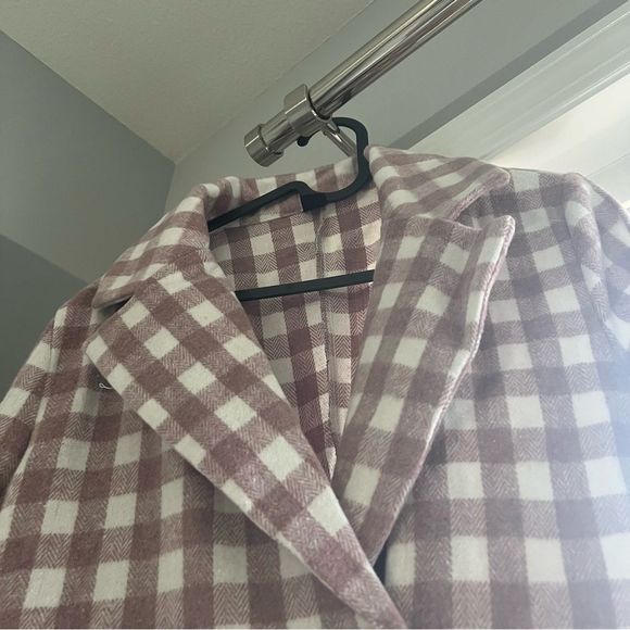 NWT shein Gingham women coat, jacket, size XS, NWT, lilac and beige - Picture 5 of 9